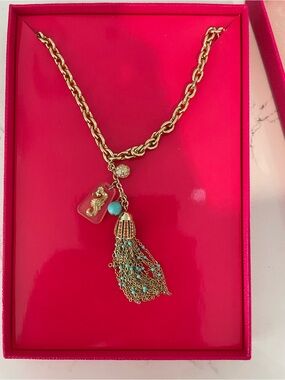 Lilly Pulitzer Gold Tassel Necklace with Turquoise Accents